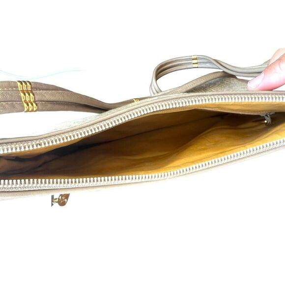 Vintage Morris Moskowitz Cloth Leather Purse MM gold Hardware Shoulder Bag - Picture 3 of 8